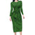 Hawaiian Whales Polynesian Art Motifs Family Matching Long Sleeve Bodycon Dress and Hawaiian Shirt Green Color - Polynesian Pride