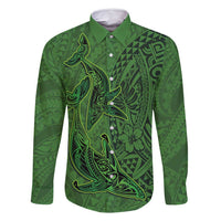 Hawaiian Whales Polynesian Art Motifs Family Matching Mermaid Dress and Hawaiian Shirt Green Color - Polynesian Pride