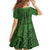 Hawaiian Whales Polynesian Art Motifs Family Matching Off The Shoulder Long Sleeve Dress and Hawaiian Shirt Green Color - Polynesian Pride