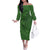 Hawaiian Whales Polynesian Art Motifs Family Matching Off The Shoulder Long Sleeve Dress and Hawaiian Shirt Green Color - Polynesian Pride