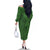 Hawaiian Whales Polynesian Art Motifs Family Matching Off The Shoulder Long Sleeve Dress and Hawaiian Shirt Green Color - Polynesian Pride