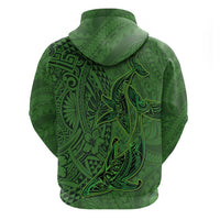 Hawaiian Whales Polynesian Art Motifs Hoodie Green Color - Polynesian Pride