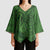 Hawaiian Whales Polynesian Art Motifs Kimono Sleeve Blouse Green Color - Polynesian Pride