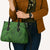 Hawaiian Whales Polynesian Art Motifs Leather Bag Green Color - Polynesian Pride