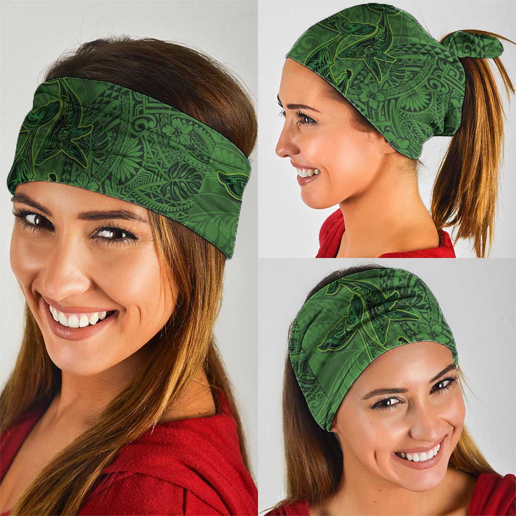 Hawaiian Whales Polynesian Art Motifs Neck Gaiter Green Color - Polynesian Pride