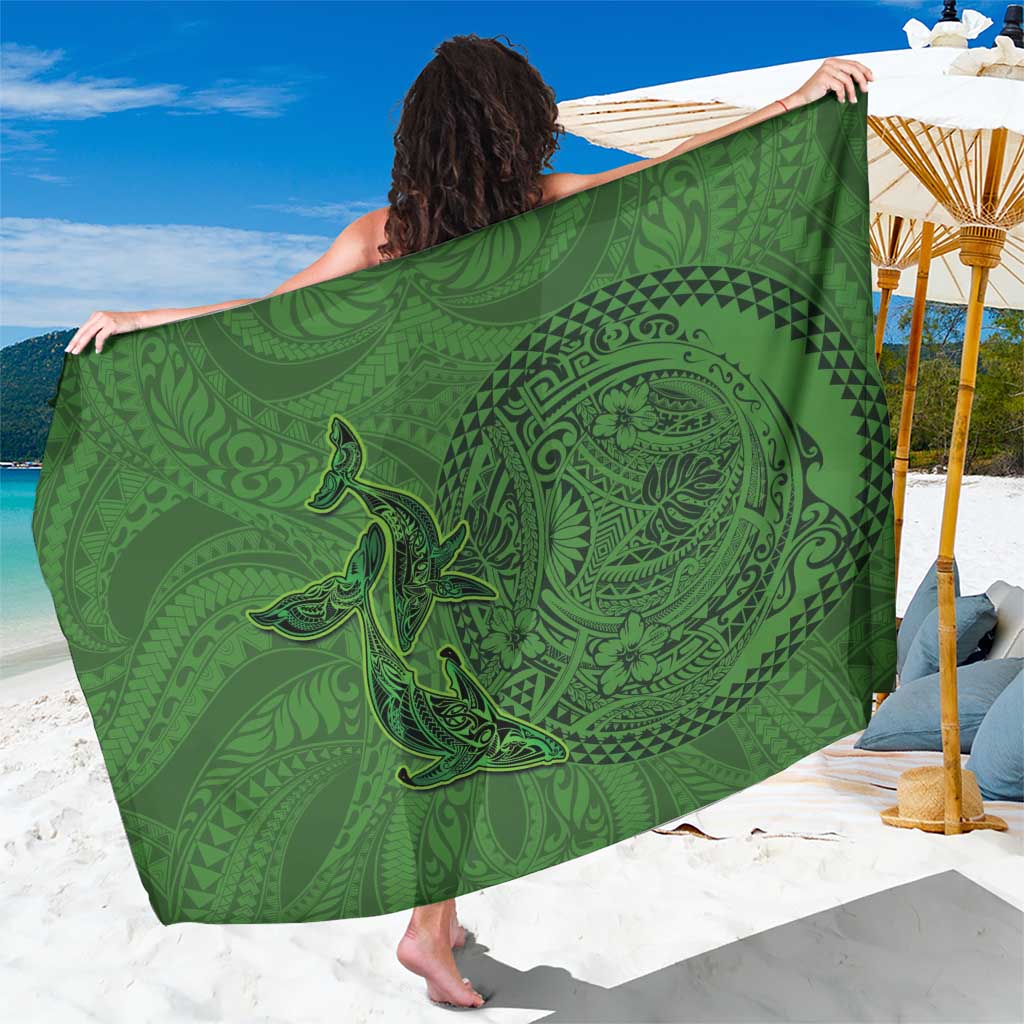 Hawaiian Whales Polynesian Art Motifs Sarong Green Color LT03 One Size 44 x 66 inches Green - Polynesian Pride
