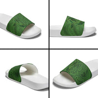 Hawaiian Whales Polynesian Art Motifs Slide Sandals Green Color - Polynesian Pride