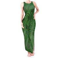 Hawaiian Whales Polynesian Art Motifs Tank Maxi Dress Green Color - Polynesian Pride