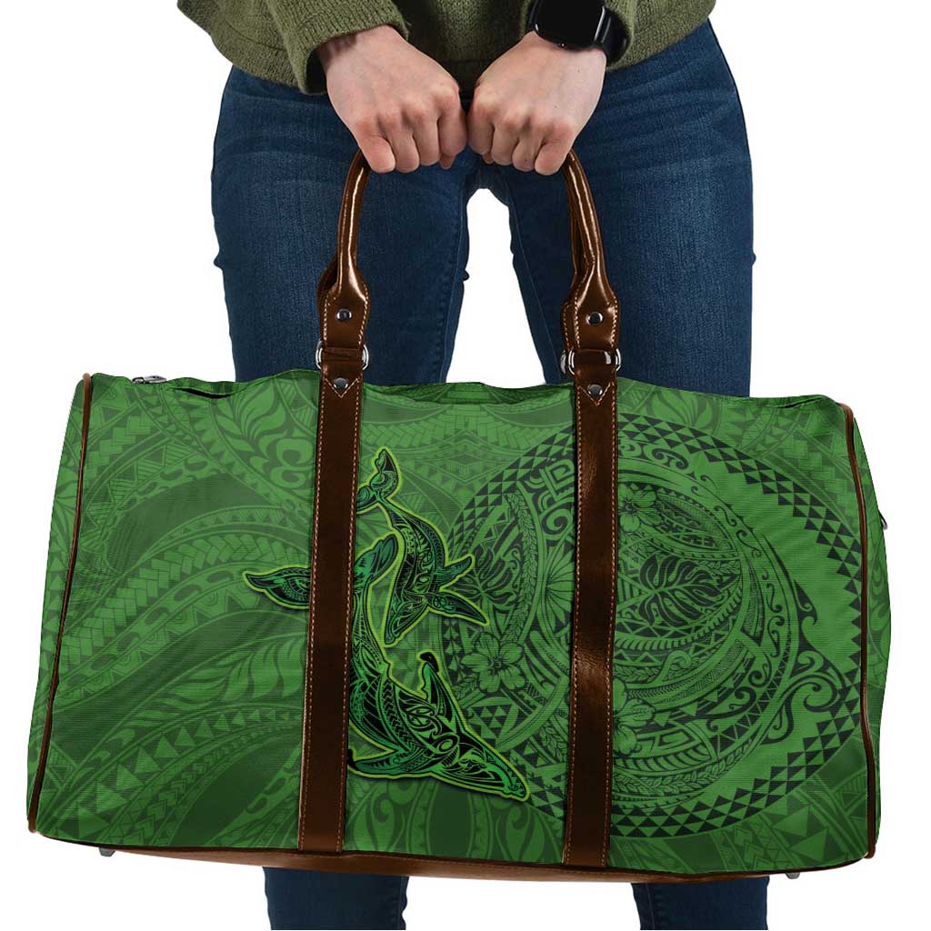 Hawaiian Whales Polynesian Art Motifs Travel Bag Green Color LT03 Green - Polynesian Pride