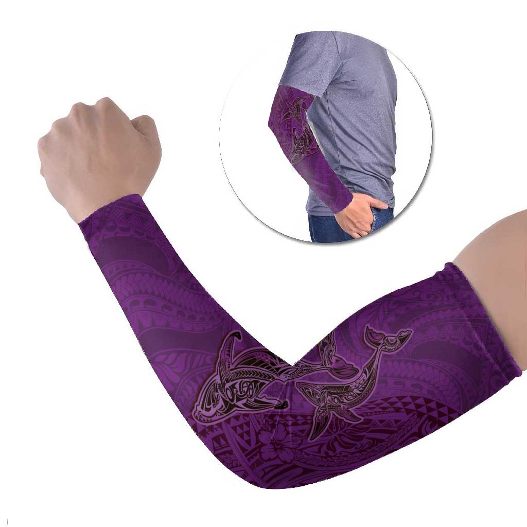 Hawaiian Whales Polynesian Art Motifs Arm Sleeves Purple Color LT03 Set of 2 Purple - Polynesian Pride