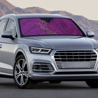 Hawaiian Whales Polynesian Art Motifs Auto Sun Shade Purple Color - Polynesian Pride