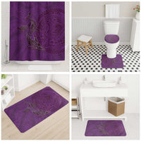 Hawaiian Whales Polynesian Art Motifs Bathroom Set Purple Color - Polynesian Pride