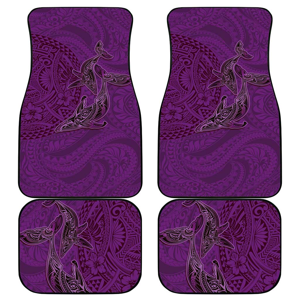 Hawaiian Whales Polynesian Art Motifs Car Mats Purple Color - Polynesian Pride