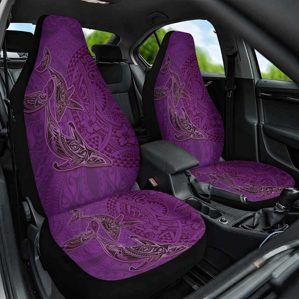 Hawaiian Whales Polynesian Art Motifs Car Seat Cover Purple Color - Polynesian Pride