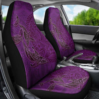 Hawaiian Whales Polynesian Art Motifs Car Seat Cover Purple Color - Polynesian Pride
