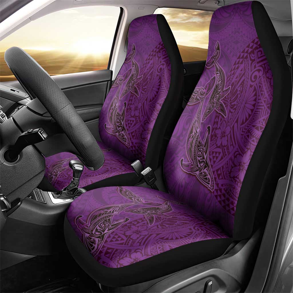Hawaiian Whales Polynesian Art Motifs Car Seat Cover Purple Color - Polynesian Pride