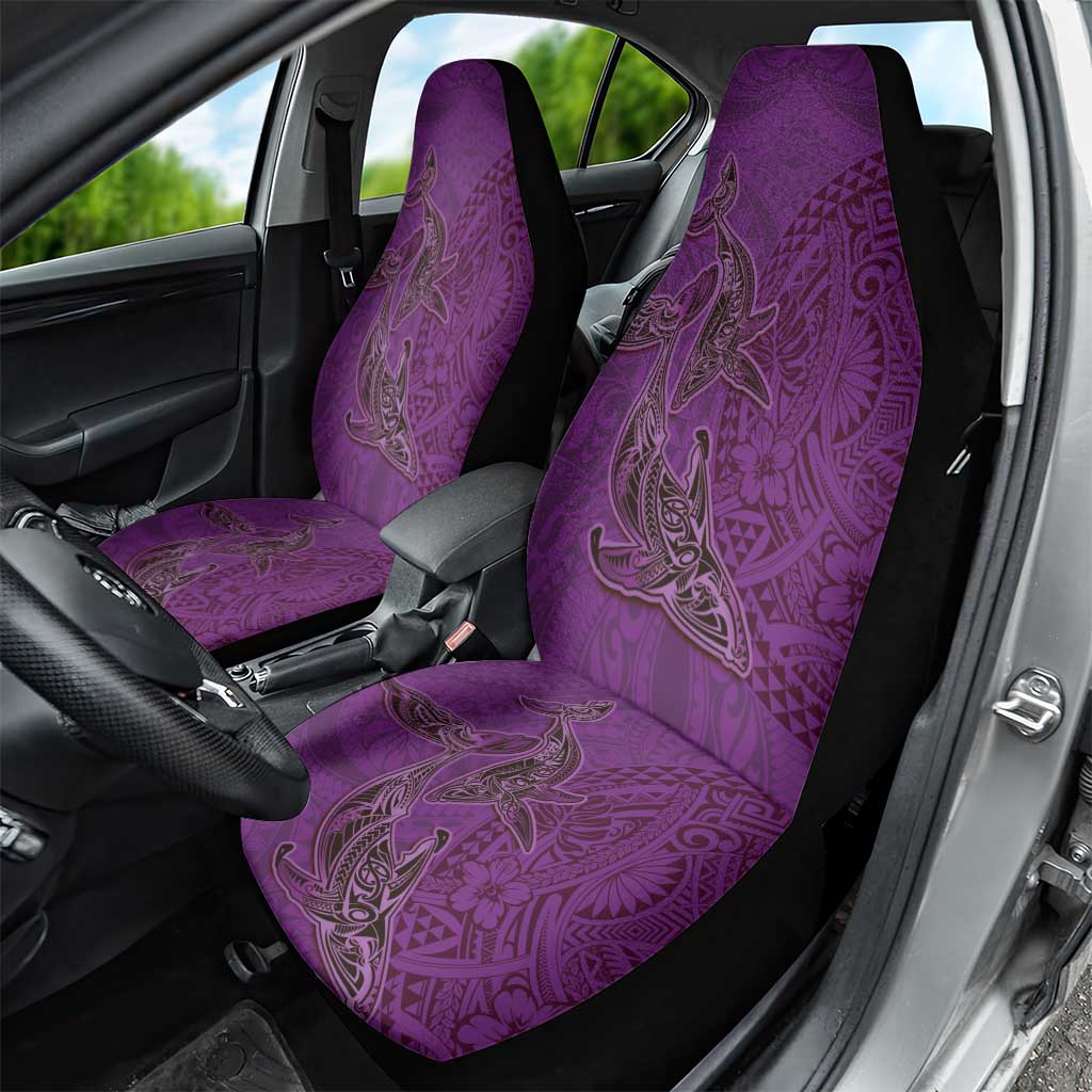 Hawaiian Whales Polynesian Art Motifs Car Seat Cover Purple Color - Polynesian Pride