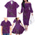 Hawaiian Whales Polynesian Art Motifs Family Matching Off The Shoulder Long Sleeve Dress and Hawaiian Shirt Purple Color - Polynesian Pride