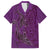 Hawaiian Whales Polynesian Art Motifs Family Matching Off The Shoulder Long Sleeve Dress and Hawaiian Shirt Purple Color - Polynesian Pride