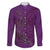Hawaiian Whales Polynesian Art Motifs Family Matching Puletasi and Hawaiian Shirt Purple Color - Polynesian Pride