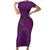 Hawaiian Whales Polynesian Art Motifs Family Matching Short Sleeve Bodycon Dress and Hawaiian Shirt Purple Color - Polynesian Pride