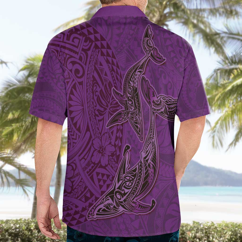 Hawaiian Whales Polynesian Art Motifs Hawaiian Shirt Purple Color - Polynesian Pride