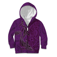 Hawaiian Whales Polynesian Art Motifs Kid Hoodie Purple Color - Polynesian Pride