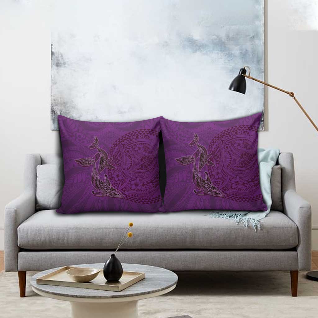 Hawaiian Whales Polynesian Art Motifs Pillow Cover Purple Color - Polynesian Pride