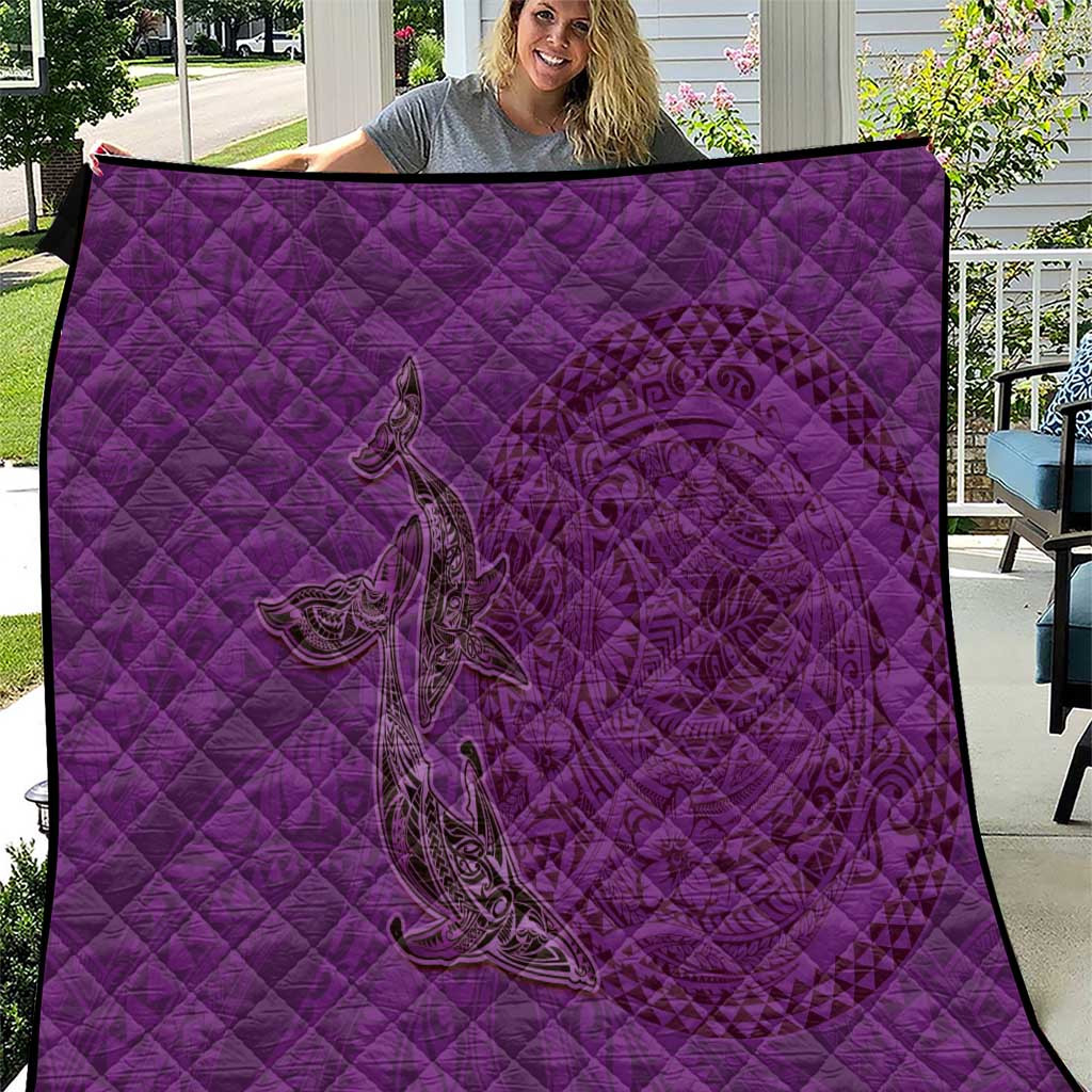 Hawaiian Whales Polynesian Art Motifs Quilt Purple Color LT03 Purple - Polynesian Pride