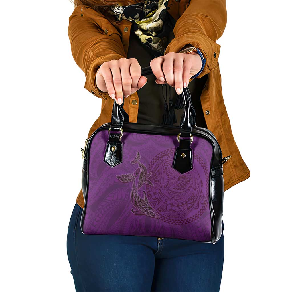 Hawaiian Whales Polynesian Art Motifs Shoulder Handbag Purple Color LT03 One Size Purple - Polynesian Pride