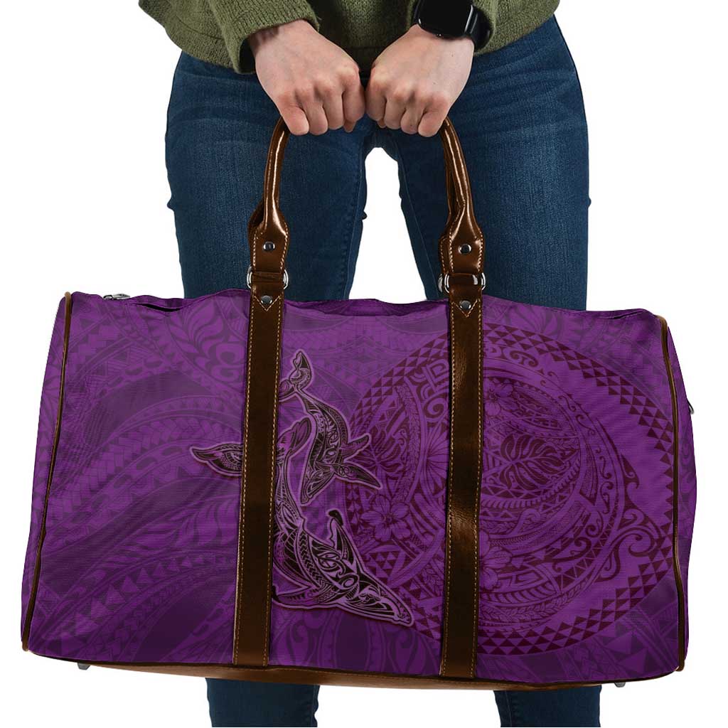 Hawaiian Whales Polynesian Art Motifs Travel Bag Purple Color LT03 Purple - Polynesian Pride