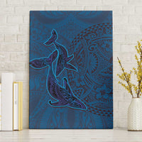 Hawaiian Whales Polynesian Art Motifs Canvas Wall Art Blue Color - Polynesian Pride