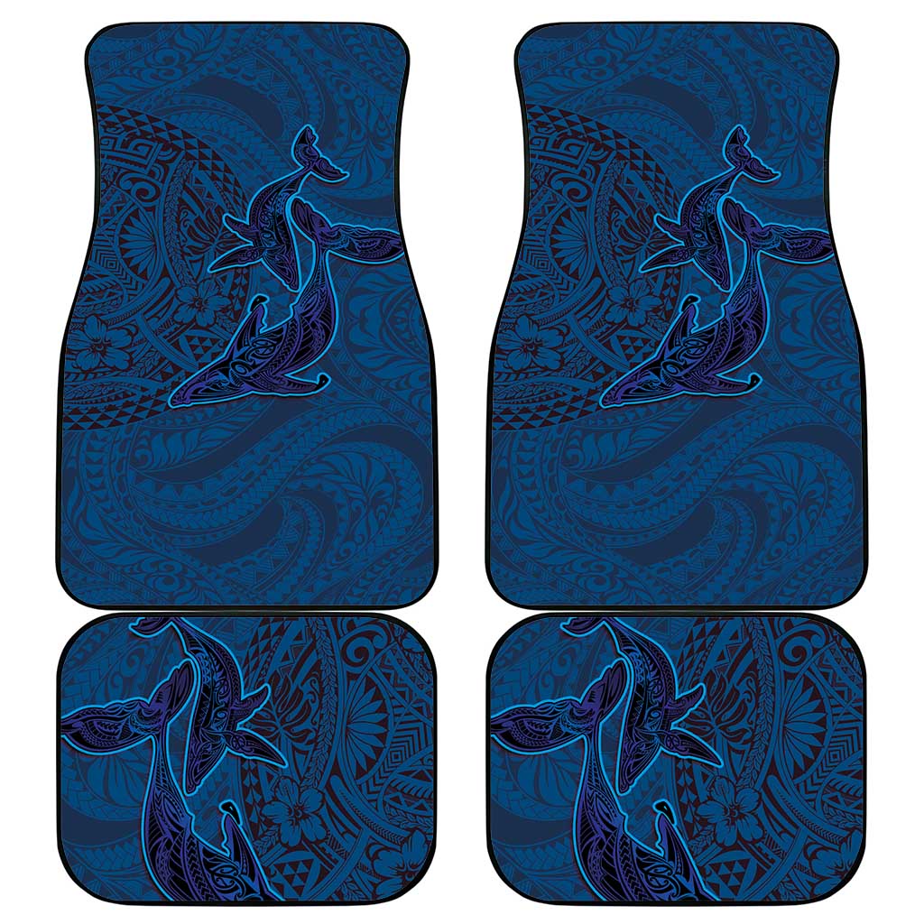 Hawaiian Whales Polynesian Art Motifs Car Mats Blue Color - Polynesian Pride