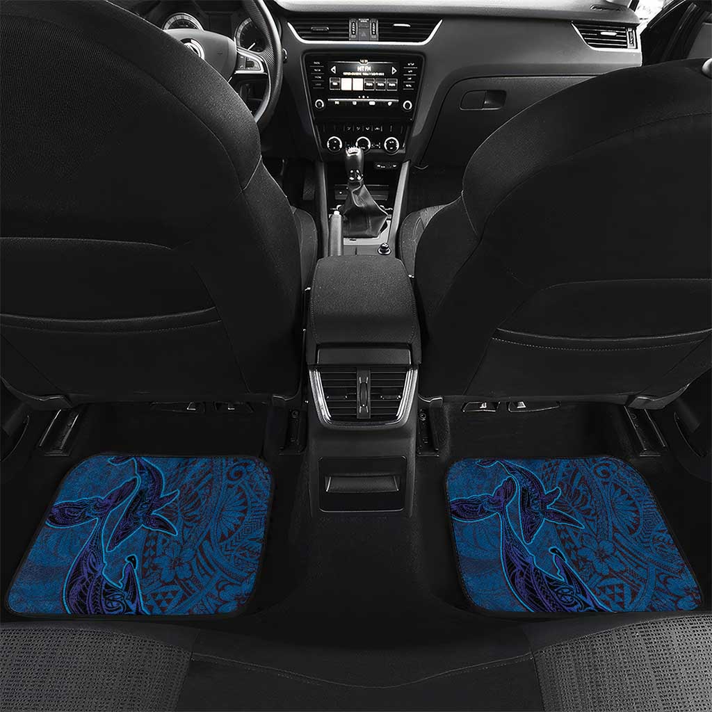 Hawaiian Whales Polynesian Art Motifs Car Mats Blue Color - Polynesian Pride