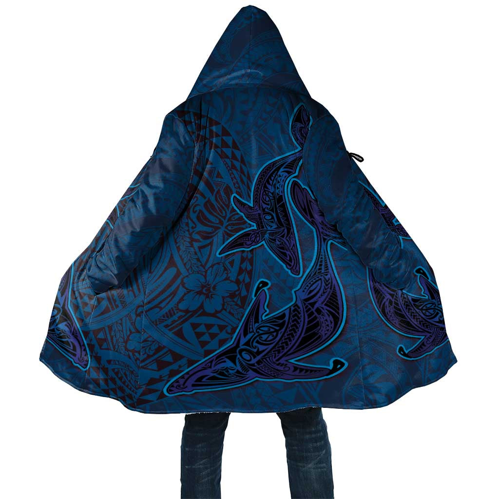 Hawaiian Whales Polynesian Art Motifs Cloak Blue Color - Polynesian Pride