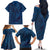 Hawaiian Whales Polynesian Art Motifs Family Matching Off The Shoulder Long Sleeve Dress and Hawaiian Shirt Blue Color - Polynesian Pride