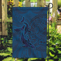 Hawaiian Whales Polynesian Art Motifs Garden Flag Blue Color - Polynesian Pride