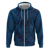Hawaiian Whales Polynesian Art Motifs Hoodie Blue Color - Polynesian Pride