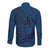 Hawaiian Whales Polynesian Art Motifs Long Sleeve Button Shirt Blue Color - Polynesian Pride