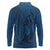 Hawaiian Whales Polynesian Art Motifs Long Sleeve Polo Shirt Blue Color - Polynesian Pride