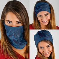 Hawaiian Whales Polynesian Art Motifs Neck Gaiter Blue Color - Polynesian Pride