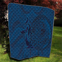 Hawaiian Whales Polynesian Art Motifs Quilt Blue Color - Polynesian Pride