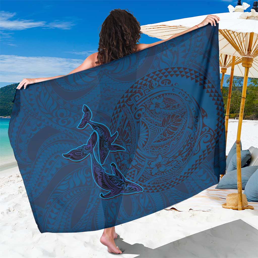Hawaiian Whales Polynesian Art Motifs Sarong Blue Color LT03 One Size 44 x 66 inches Blue - Polynesian Pride