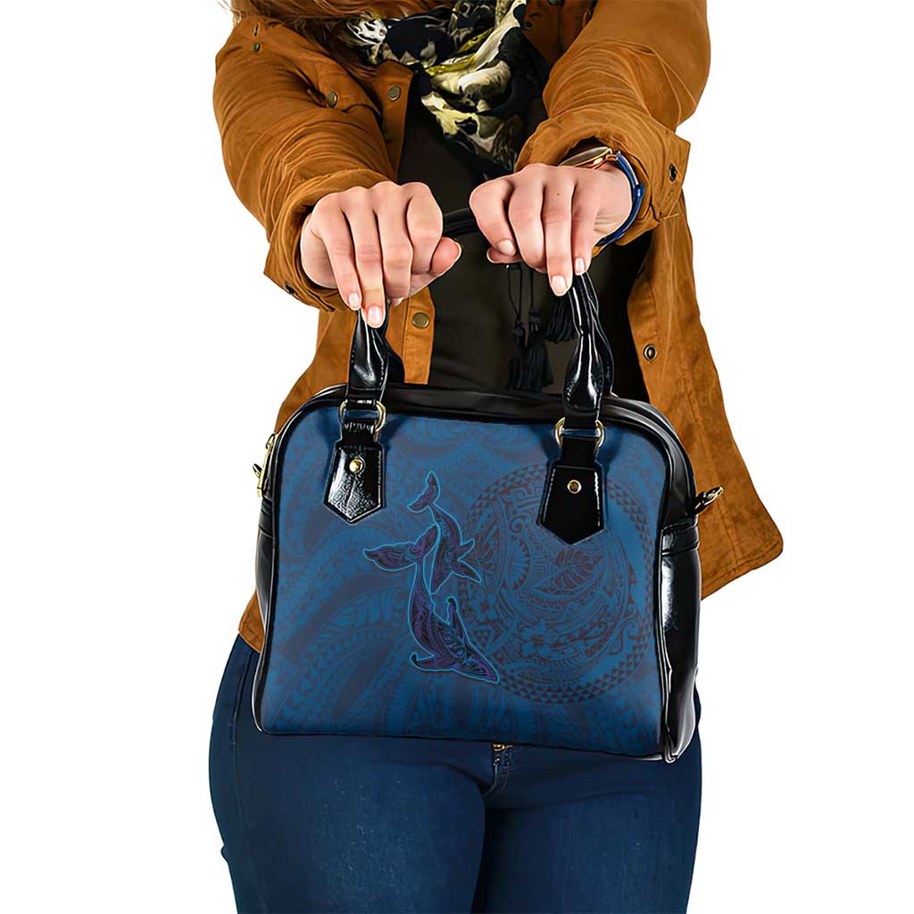 Hawaiian Whales Polynesian Art Motifs Shoulder Handbag Blue Color LT03 One Size Blue - Polynesian Pride