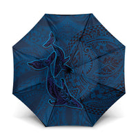 Hawaiian Whales Polynesian Art Motifs Umbrella Blue Color - Polynesian Pride