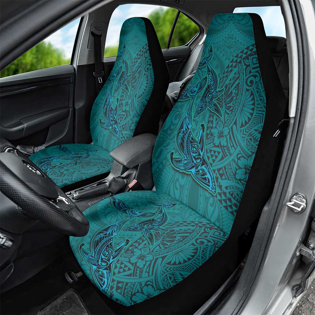 Hawaiian Whales Polynesian Art Motifs Car Seat Cover Turquoise Color - Polynesian Pride