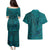 Hawaiian Whales Polynesian Art Motifs Couples Matching Puletasi and Hawaiian Shirt Turquoise Color - Polynesian Pride