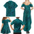 Hawaiian Whales Polynesian Art Motifs Family Matching Summer Maxi Dress and Hawaiian Shirt Turquoise Color - Polynesian Pride