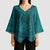 Hawaiian Whales Polynesian Art Motifs Kimono Sleeve Blouse Turquoise Color - Polynesian Pride