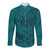 Hawaiian Whales Polynesian Art Motifs Long Sleeve Button Shirt Turquoise Color - Polynesian Pride